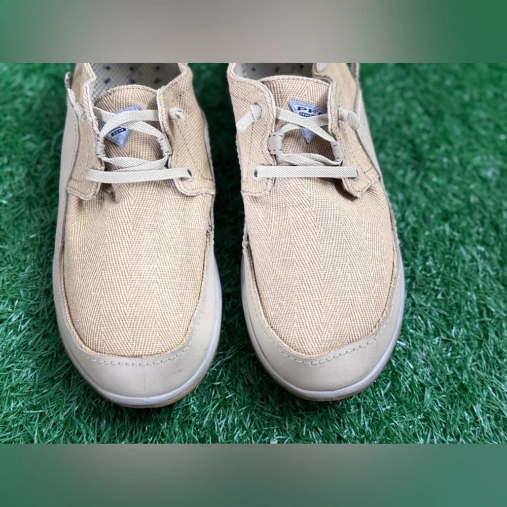 Columbia Men’s Tan Boat Shoes with Canvas‎ Upper Size 9
